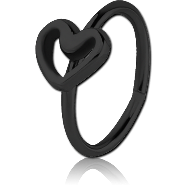 BLACK PVD COATED SURGICAL STEEL SEAMLESS RING - HEART