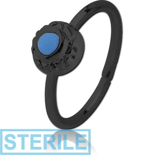 STERILE BLACK PVD COATED SURGICAL STEEL SEAMLESS RING WITH ENAMEL - CIRCLE