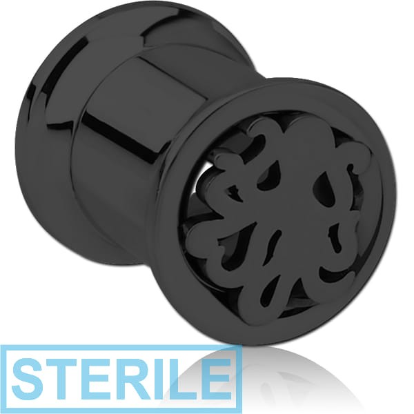 STERILE BLACK PVD COATED STAINLESS STEEL DOUBLE FLARED INTERNALLY CUT OUT THREADED TUNNEL - SQUID