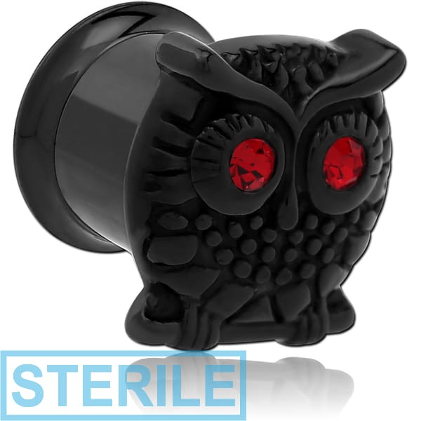 STERILE BLACK PVD COATED STAINLESS STEEL DOUBLE FLARED INTERNALLY THREADED TUNNEL - OWL