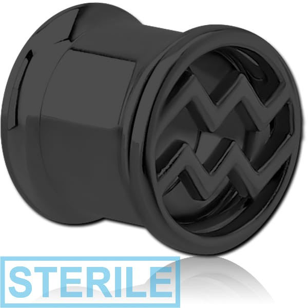 STERILE BLACK PVD COATED STAINLESS STEEL DOUBLE FLARED INTERNALLY THREADED TUNNEL - AQUARIUS