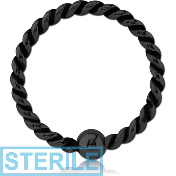 STERILE BLACK PVD COATED SURGICAL STEEL FIXED BEAD RING