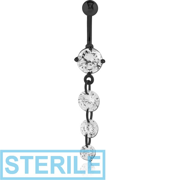 STERILE BLACK PVD COATED SURGICAL STEEL ROUND PRONG SET