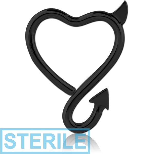STERILE BLACK PVD COATED SURGICAL STEEL OPEN HEART SEAMLESS RING