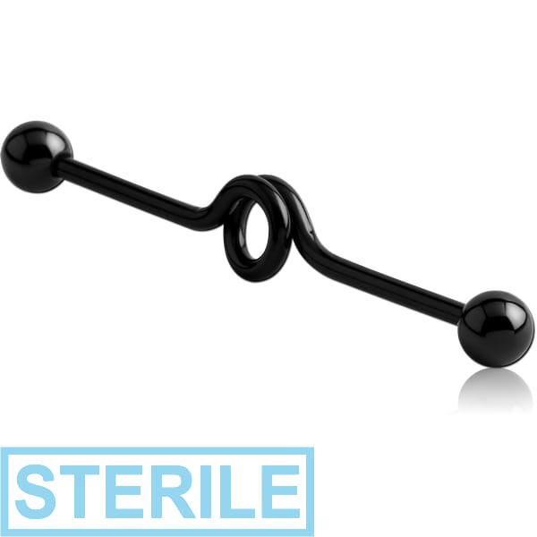 STERILE BLACK PVD COATED SURGICAL STEEL INDUSTRIAL LOOP BARBELL