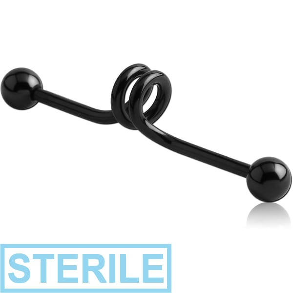 STERILE BLACK PVD COATED SURGICAL STEEL INDUSTRIAL SPRING BARBELL