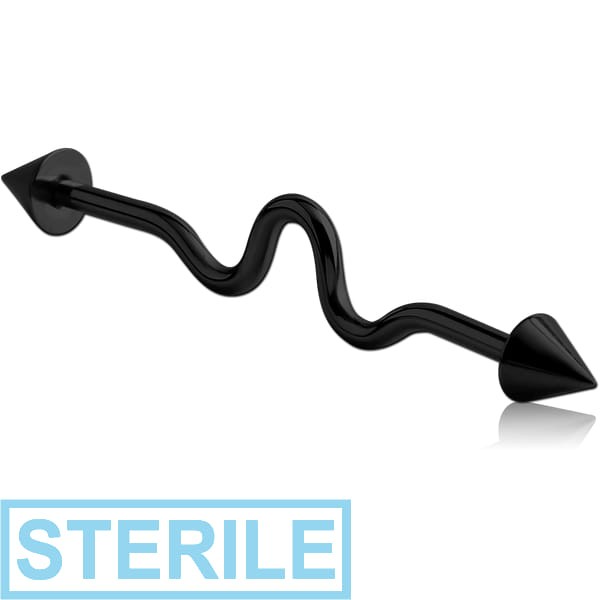 STERILE BLACK PVD COATED SURGICAL STEEL INDUSTRIAL WAVE BARBELL