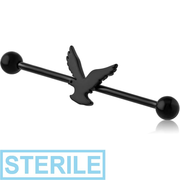 STERILE BLACK PVD COATED SURGICAL STEEL INDUSTRIAL BARBELL - EAGLE