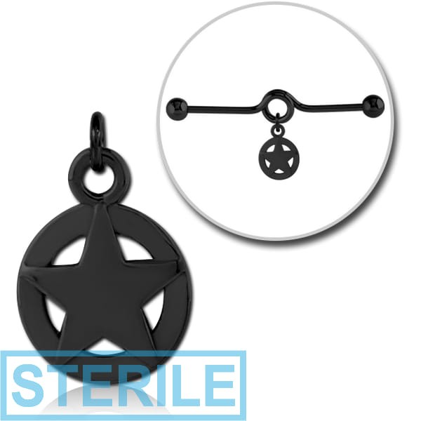 STERILE BLACK PVD COATED SURGICAL STEEL CHARM FOR INDUSTRIAL BARBELL