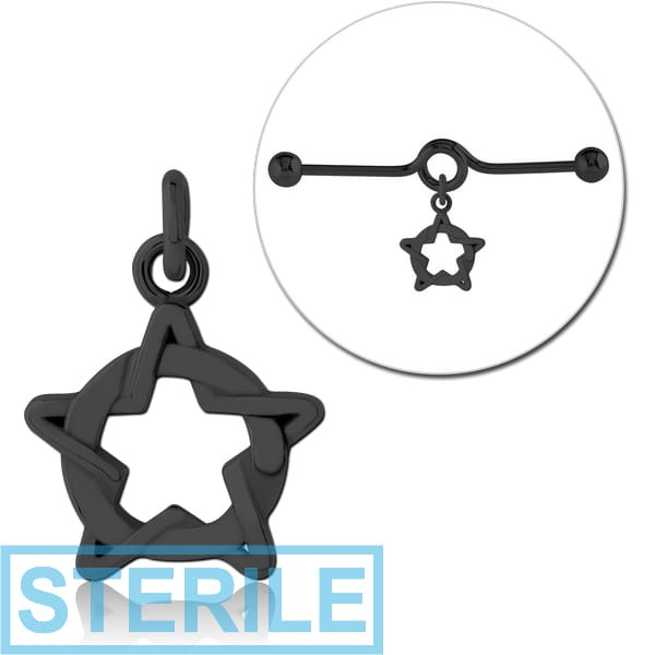 STERILE BLACK PVD COATED SURGICAL STEEL CHARM FOR INDUSTRIAL BARBELL