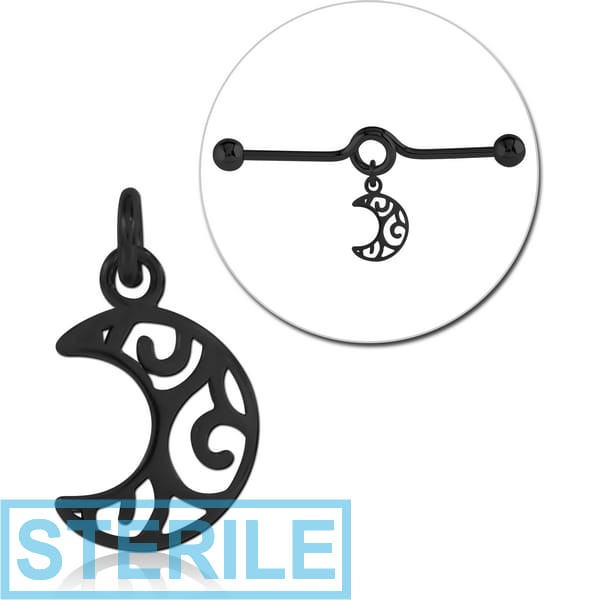 STERILE BLACK PVD COATED SURGICAL STEEL CHARM FOR INDUSTRIAL BARBELL