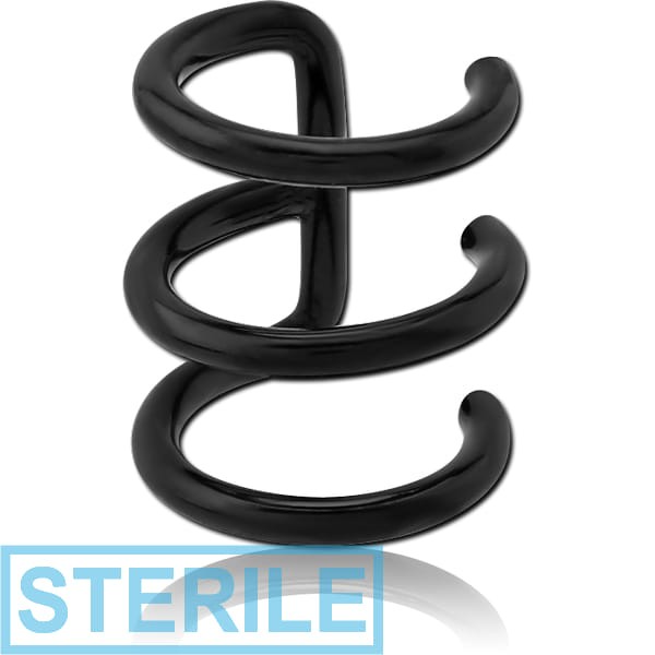 STERILE BLACK PVD COATED SURGICAL STEEL ILLUSION EAR CUFF