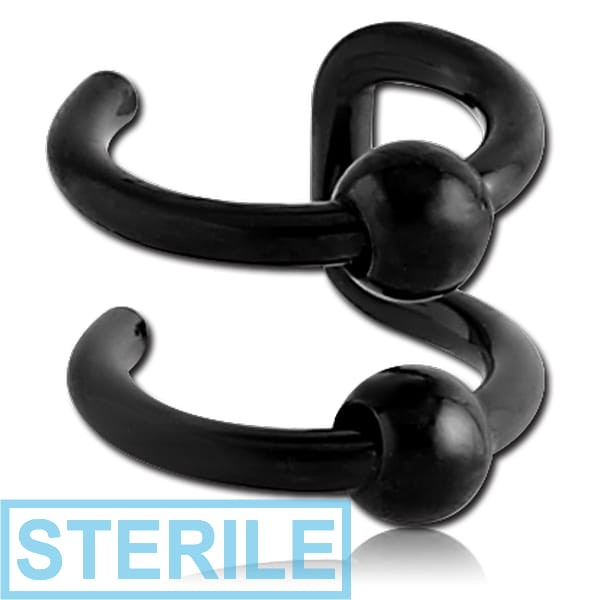 STERILE BLACK PVD COATED SURGICAL STEEL ILLUSION EAR CUFF