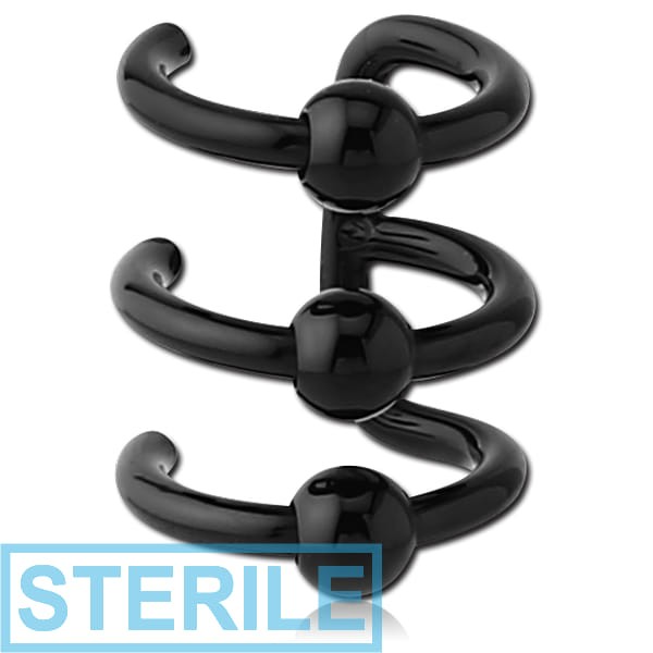 STERILE BLACK PVD COATED SURGICAL STEEL ILLUSION EAR CUFF