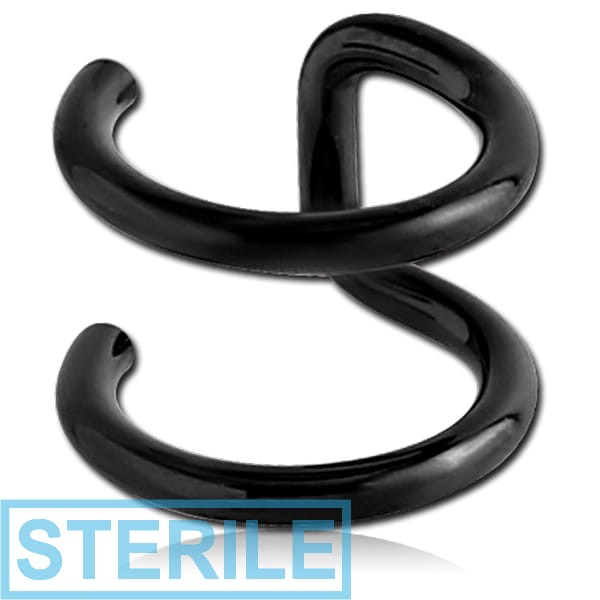 STERILE BLACK PVD COATED SURGICAL STEEL ILLUSION EAR CUFF