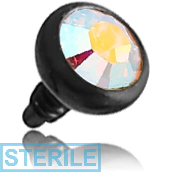 STERILE BLACK PVD SURGICAL STEEL PREMIUM CRYSTAL JEWELLED BALL FOR 1.6MM INTERNALLY THREADED PIN