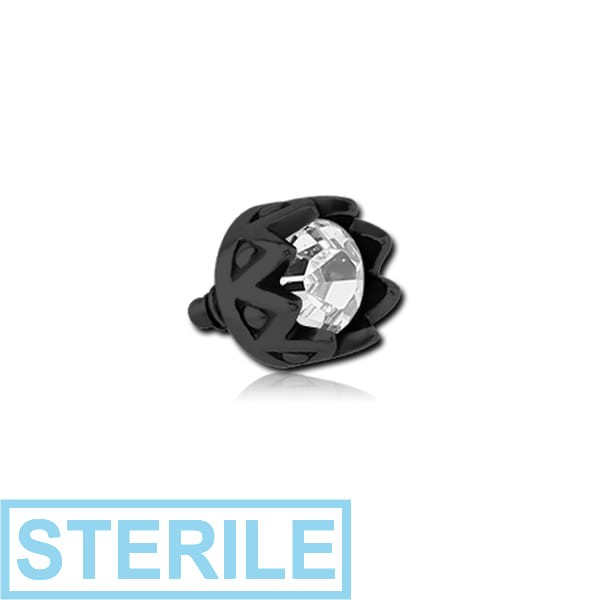 STERILE BLACK PVD COATED SURGICAL STEEL JEWELLED ATTACHMENT FOR 1.6MM INTERNALLY THREADED PINS