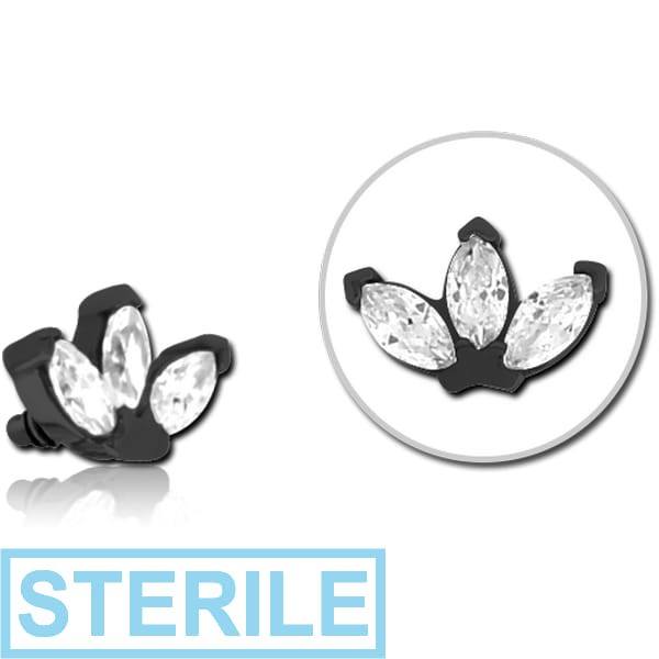 STERILE BLACK PVD COATED SURGICAL STEEL JEWELLED ATTACHMENT FOR 1.6MM INTERNALLY THREADED PINS