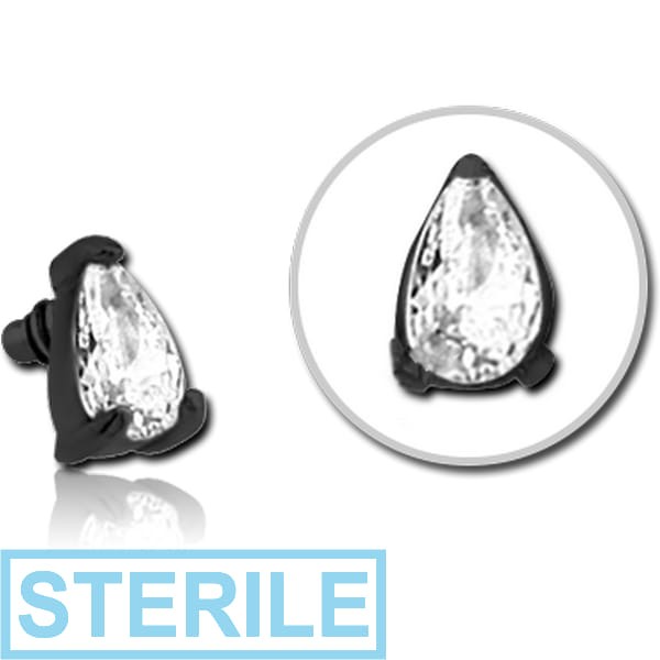 STERILE BLACK PVD COATED SURGICAL STEEL JEWELLED ATTACHMENT FOR 1.6MM INTERNALLY THREADED PINS - DROP