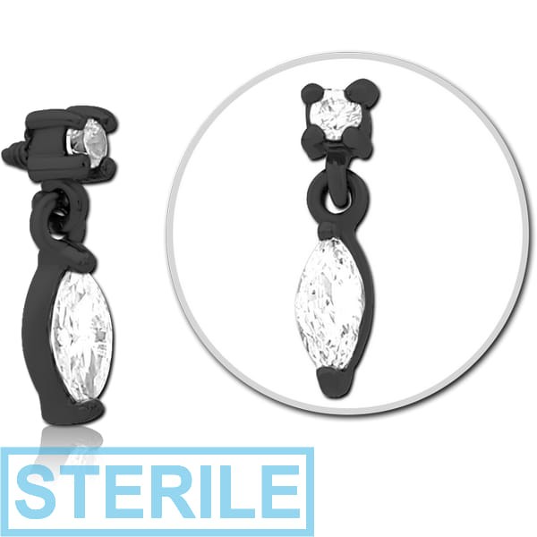 STERILE BLACK PVD COATED SURGICAL STEEL JEWELLED MICRO ATTACHMENT FOR 1.6MM INTERNALLY THREADED PINS
