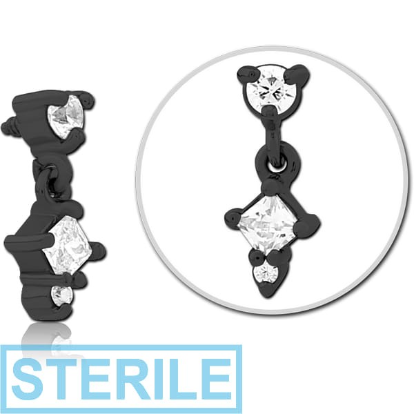 STERILE BLACK PVD COATED SURGICAL STEEL JEWELLED MICRO ATTACHMENT FOR 1.6MM INTERNALLY THREADED PINS