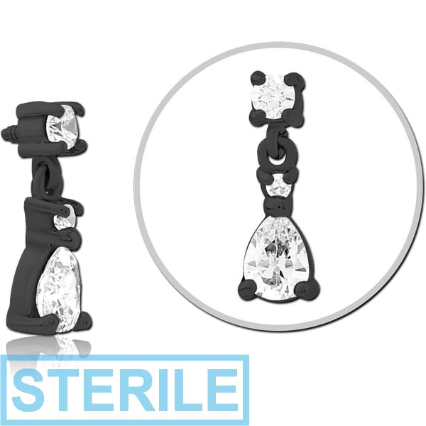 STERILE BLACK PVD COATED SURGICAL STEEL JEWELLED MICRO ATTACHMENT FOR 1.6MM INTERNALLY THREADED PINS