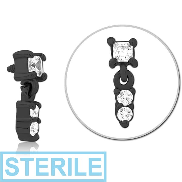 STERILE BLACK PVD COATED SURGICAL STEEL JEWELLED MICRO ATTACHMENT FOR 1.6MM INTERNALLY THREADED PINS