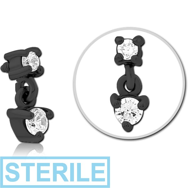 STERILE BLACK PVD COATED SURGICAL STEEL JEWELLED MICRO ATTACHMENT FOR 1.6MM INTERNALLY THREADED PINS