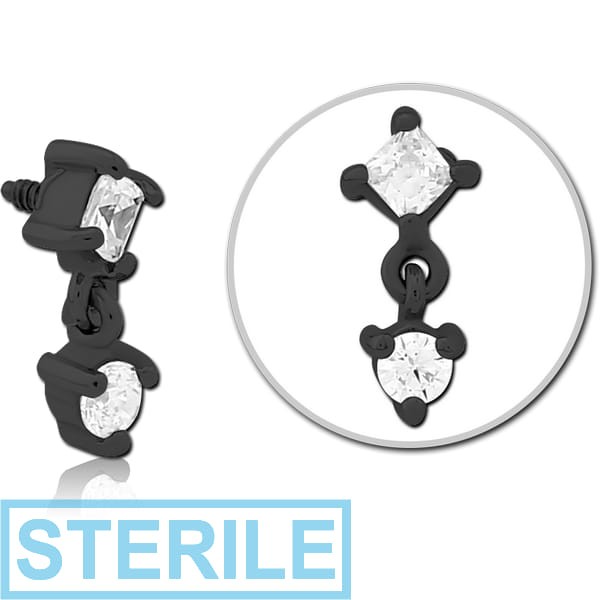 STERILE BLACK PVD COATED SURGICAL STEEL JEWELLED MICRO ATTACHMENT FOR 1.6MM INTERNALLY THREADED PINS