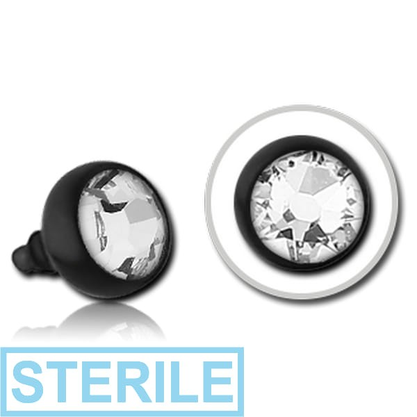 STERILE BLACK PVD SURGICAL STEEL PREMIUM CRYSTAL JEWELLED BALL FOR 1.2MM INTERNALLY THREADED PIN