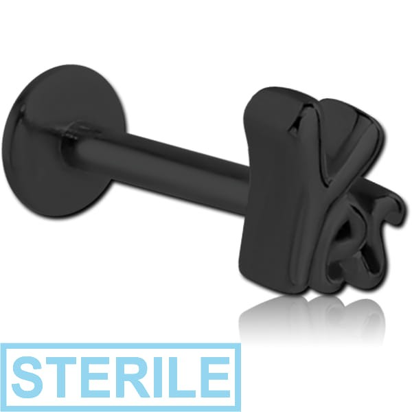 STERILE BLACK PVD COATED SURGICAL STEEL INTERNALLY THREADED MICRO LABRET WITH YES