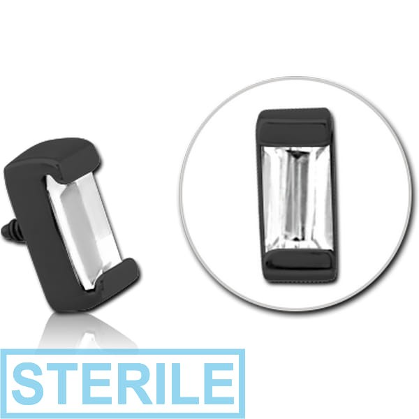 STERILE BLACK PVD COATED SURGICAL STEEL JEWELLED MICRO ATTACHMENT FOR 1.2MM INTERNALLY THREADED PINS - SQUARE