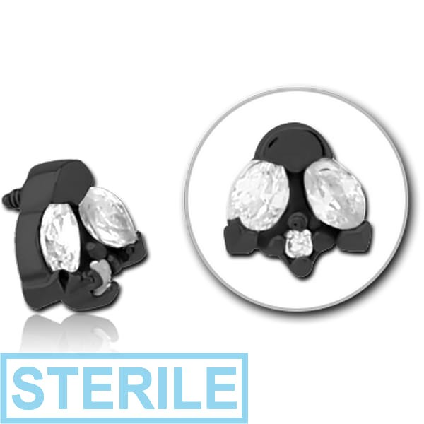 STERILE BLACK PVD COATED SURGICAL STEEL JEWELLED MICRO ATTACHMENT FOR 1.2MM INTERNALLY THREADED PINS