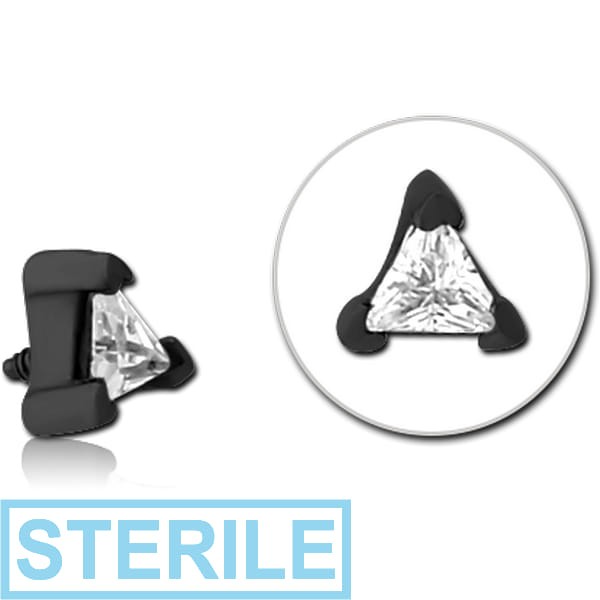 STERILE BLACK PVD COATED SURGICAL STEEL JEWELLED MICRO ATTACHMENT FOR 1.2MM INTERNALLY THREADED PINS - TRIANGLE