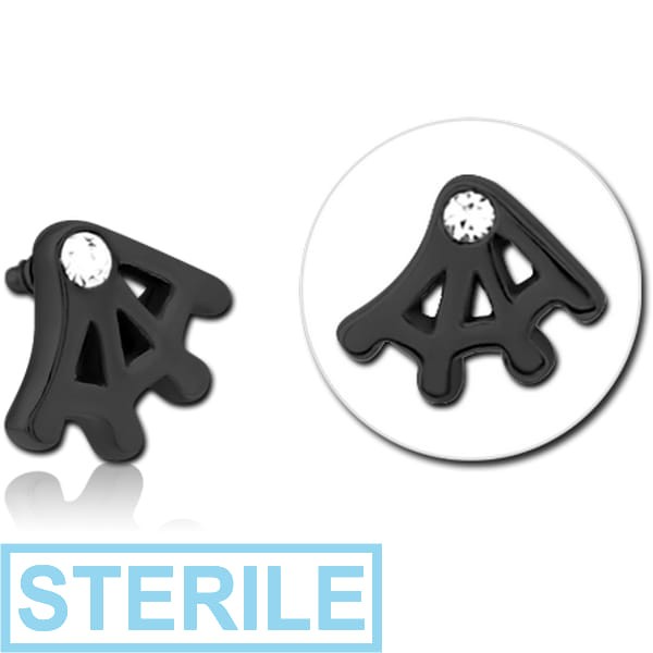 STERILE BLACK PVD COATED SURGICAL STEEL JEWELLED MICRO ATTACHMENT FOR 1.2MM INTERNALLY THREADED PINS - WEB