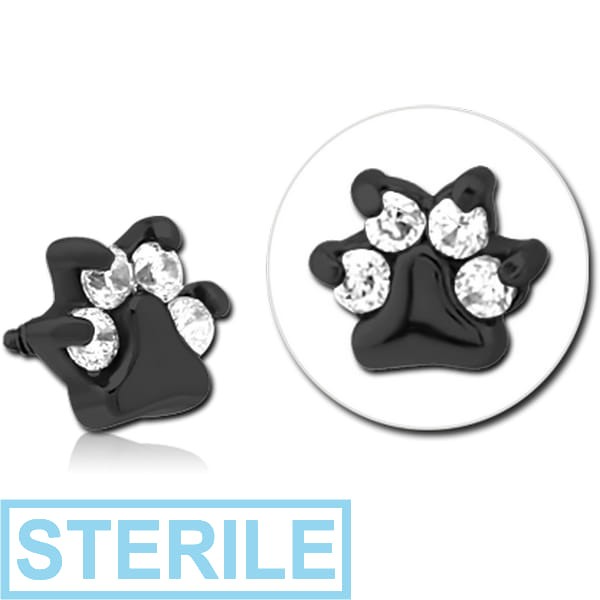 STERILE BLACK PVD COATED SURGICAL STEEL JEWELLED MICRO ATTACHMENT FOR 1.2MM INTERNALLY THREADED PINS - ANIMAL PAW