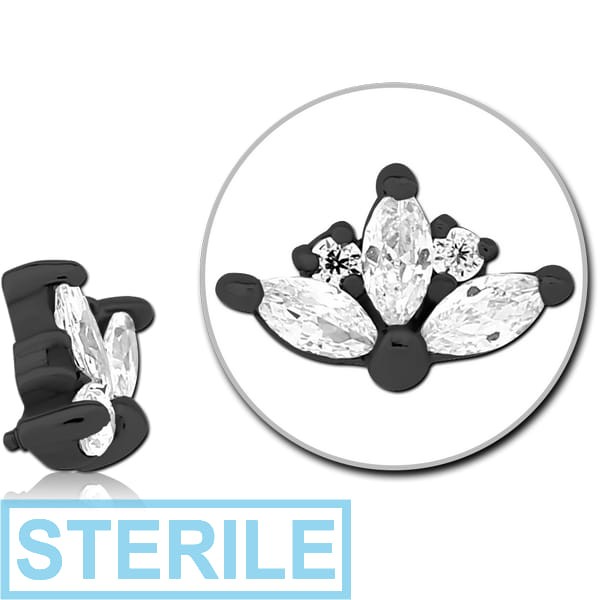 STERILE BLACK PVD COATED SURGICAL STEEL JEWELLED MICRO ATTACHMENT FOR 1.2MM INTERNALLY THREADED PINS