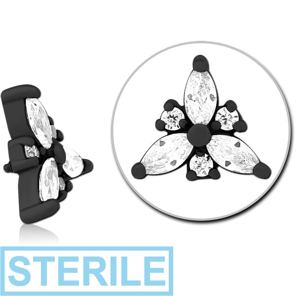 STERILE BLACK PVD COATED SURGICAL STEEL JEWELLED MICRO ATTACHMENT FOR 1.2MM INTERNALLY THREADED PINS - TRINITY