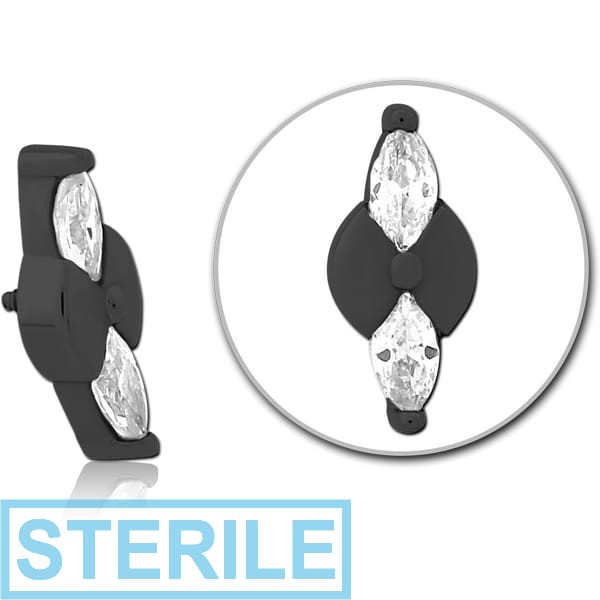 STERILE BLACK PVD COATED SURGICAL STEEL JEWELLED MICRO ATTACHMENT FOR 1.2MM INTERNALLY THREADED PINS - BOW TIE