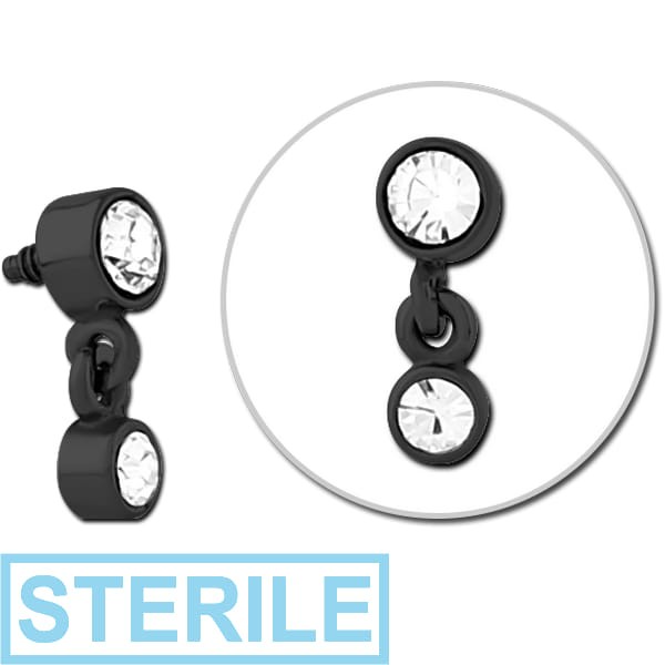 STERILE BLACK PVD COATED SURGICAL STEEL JEWELLED MICRO ATTACHMENT FOR 1.2MM INTERNALLY THREADED PINS