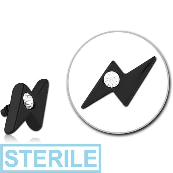 STERILE BLACK PVD COATED SURGICAL STEEL JEWELLED MICRO ATTACHMENT FOR 1.2MM INTERNALLY THREADED PINS - THUNDER