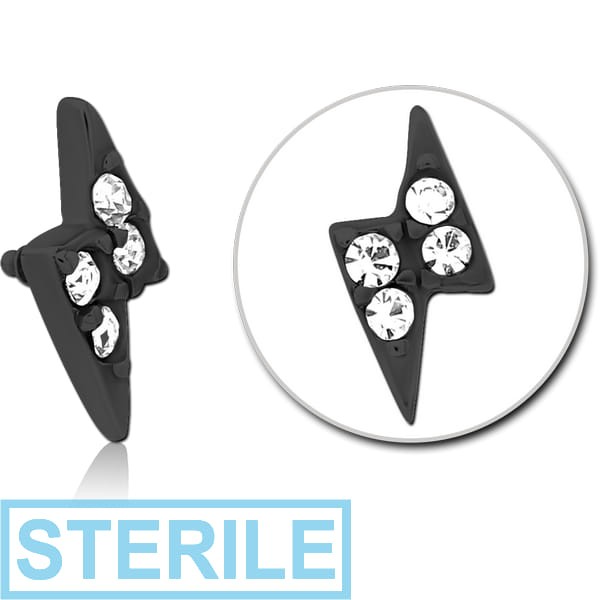 STERILE BLACK PVD COATED SURGICAL STEEL JEWELLED MICRO ATTACHMENT FOR 1.2MM INTERNALLY THREADED PINS - THUNDER