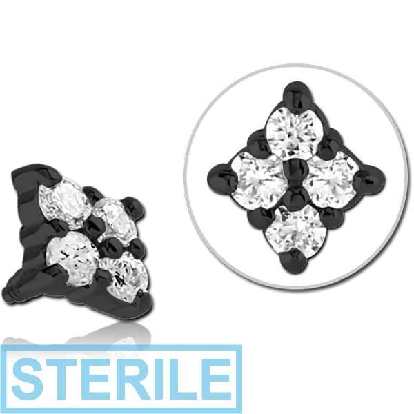 STERILE BLACK PVD COATED SURGICAL STEEL JEWELLED MICRO ATTACHMENT FOR 1.2MM INTERNALLY THREADED PINS