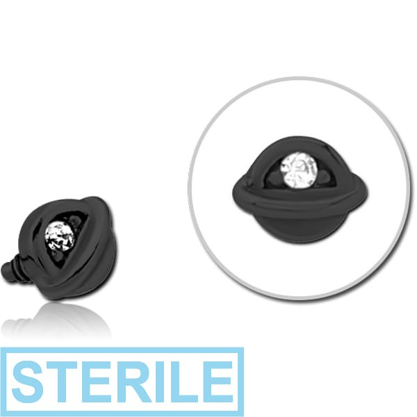 STERILE BLACK PVD COATED SURGICAL STEEL JEWELLED MICRO ATTACHMENT FOR 1.2MM INTERNALLY THREADED PINS - HALF OPEN EYE