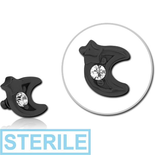 STERILE BLACK PVD COATED SURGICAL STEEL JEWELLED MICRO ATTACHMENT FOR 1.2MM INTERNALLY THREADED PINS - CRESCENT AND STAR