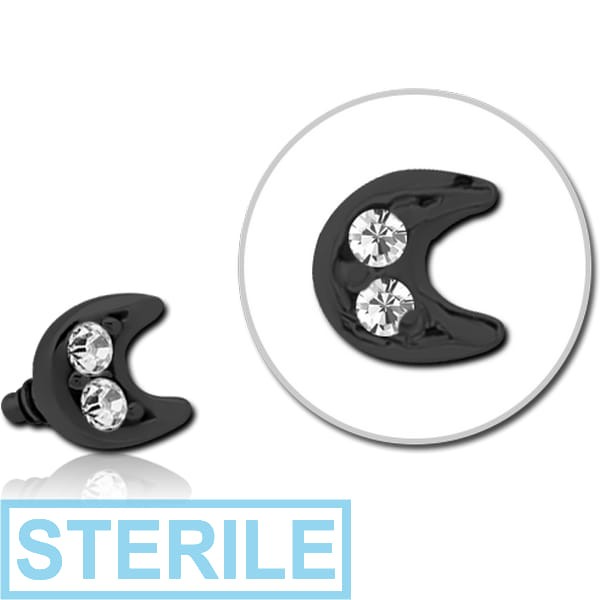 STERILE BLACK PVD COATED SURGICAL STEEL JEWELLED MICRO ATTACHMENT FOR 1.2MM INTERNALLY THREADED PINS - CRESCENT PRONGS