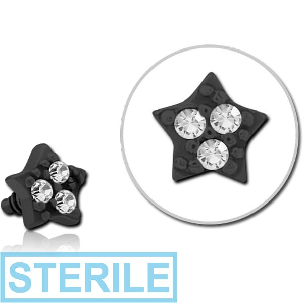 STERILE BLACK PVD COATED SURGICAL STEEL JEWELLED MICRO ATTACHMENT FOR 1.2MM INTERNALLY THREADED PINS - STAR PRONGS