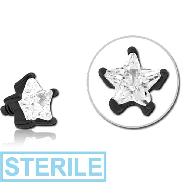 STERILE BLACK PVD COATED SURGICAL STEEL JEWELLED MICRO ATTACHMENT FOR 1.2MM INTERNALLY THREADED PINS - STAR