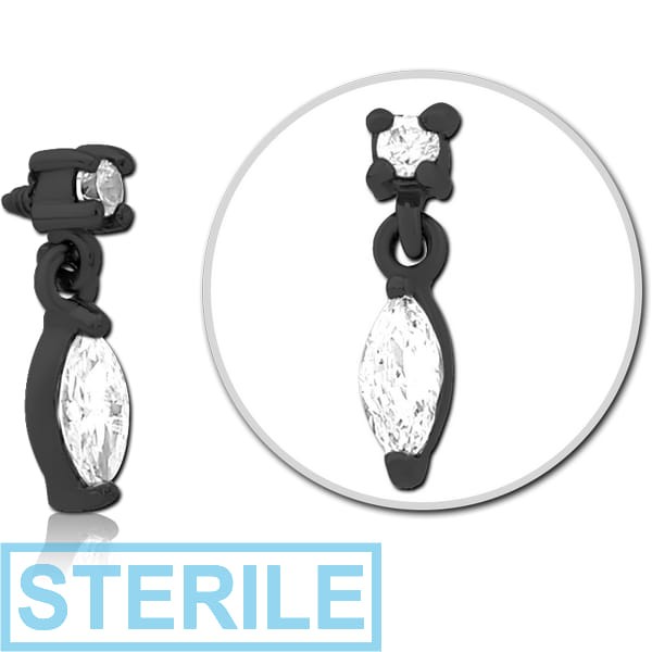STERILE BLACK PVD COATED SURGICAL STEEL JEWELLED MICRO ATTACHMENT FOR 1.2MM INTERNALLY THREADED PINS