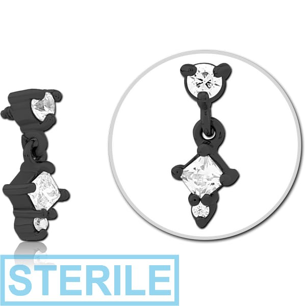 STERILE BLACK PVD COATED SURGICAL STEEL JEWELLED MICRO ATTACHMENT FOR 1.2MM INTERNALLY THREADED PINS